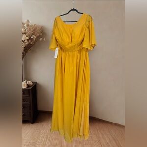 Elegant Yellow Evening Gown